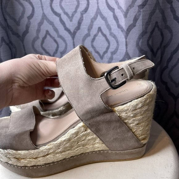 Stuart Weitzman Espadrilles Wedge Sandals 8 M Open Toe Womens Ankle Strap shoes - Picture 6 of 13